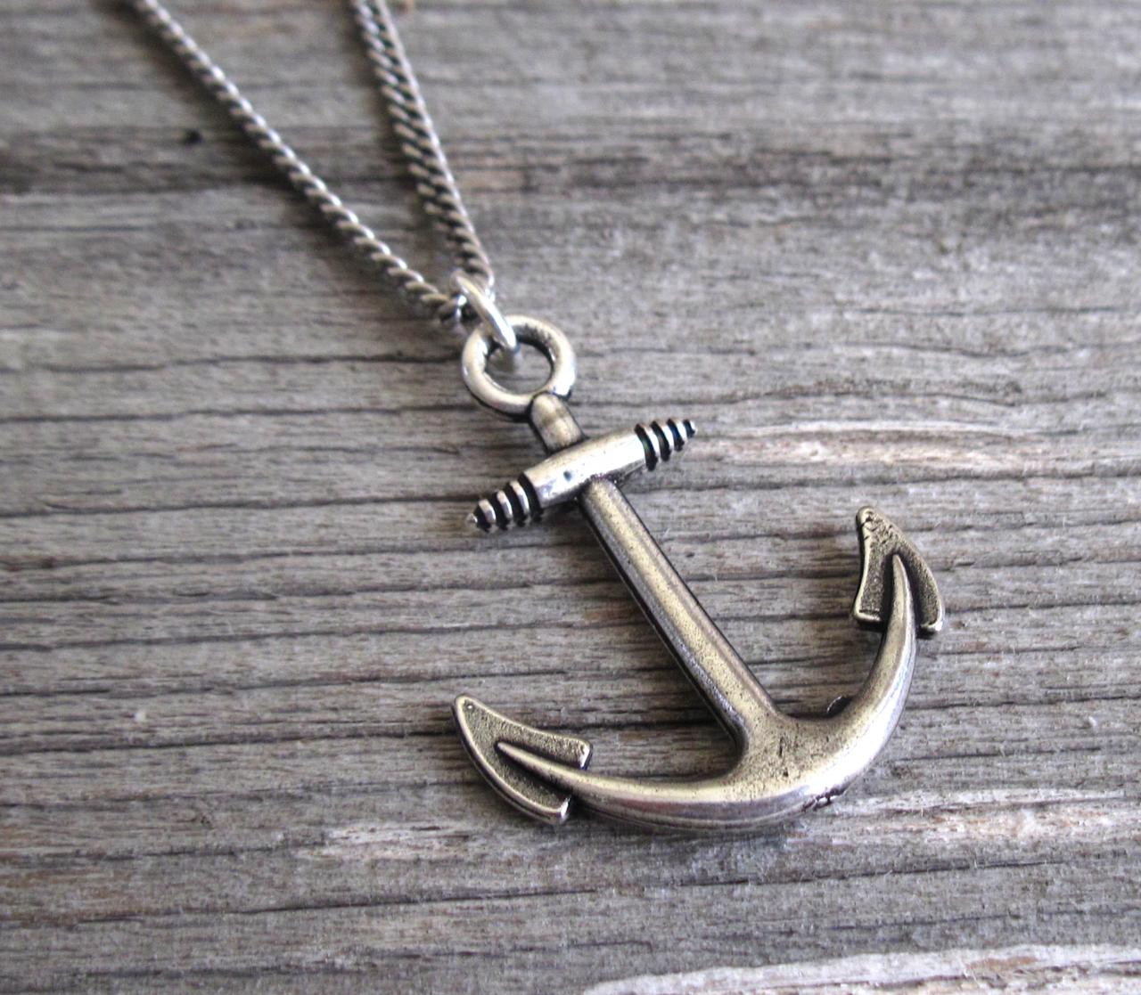 Men's Necklace Men's Anchor Necklace Men's Silver Necklace Mens